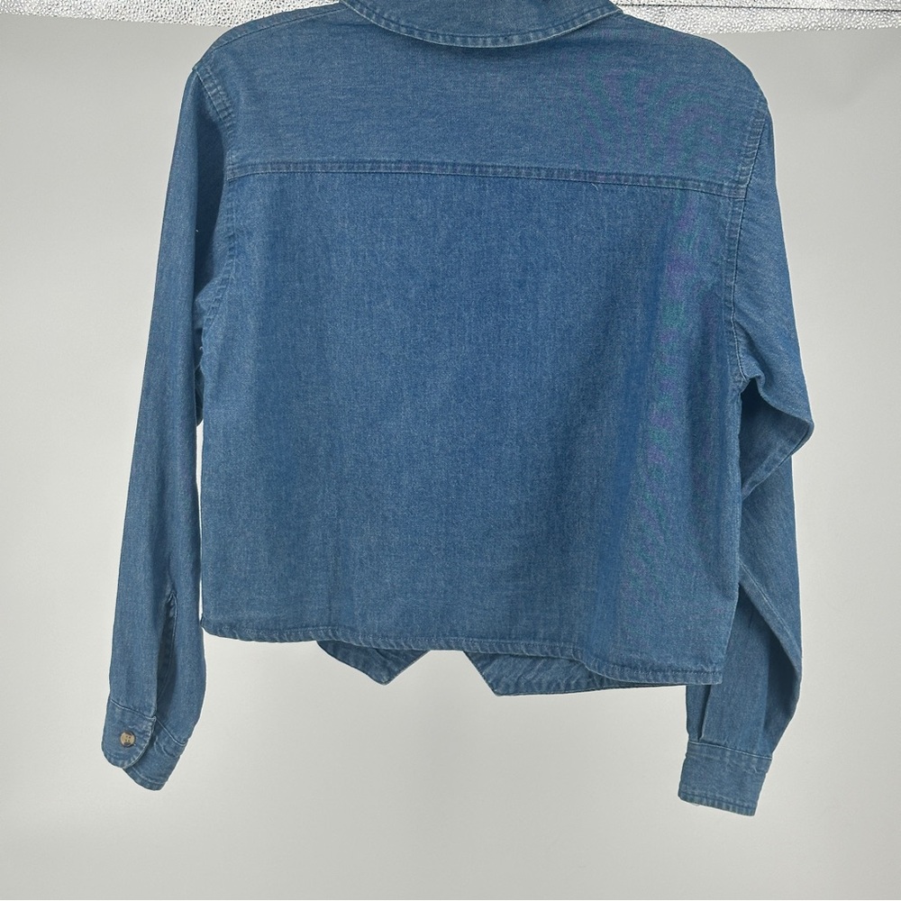 Women’s Vintage‎ 90’s Denim Floral Embroidered Top Cottagecore Grannycore - Picture 8 of 8